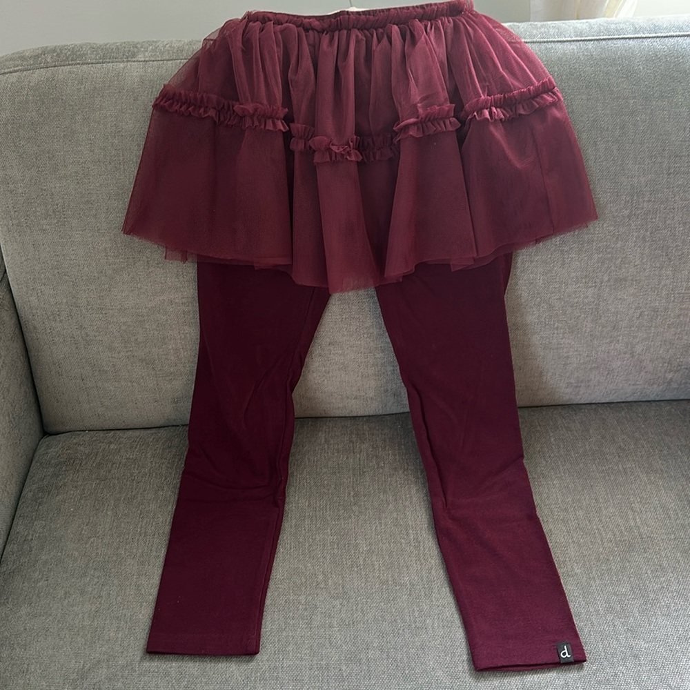 Leggings with Tulle Skirt- Windsor Wine